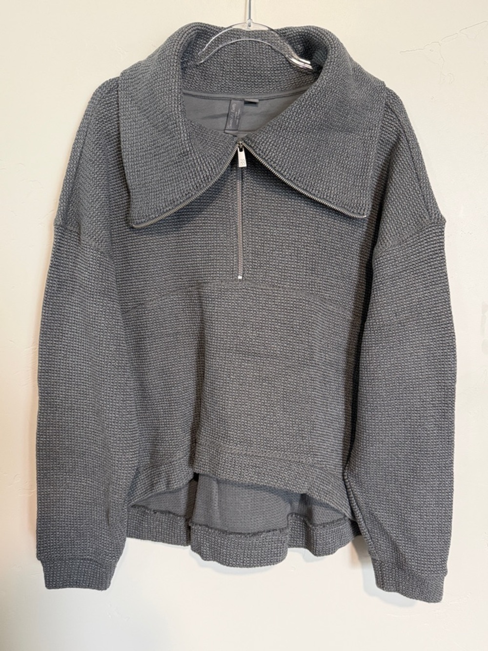 Sweaty Betty Charcoal Zip-Collar Knit Sweater